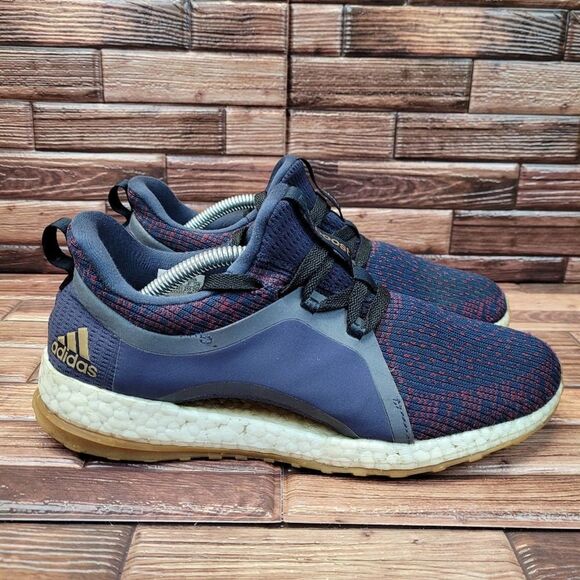 Adidas Pureboost X Athletic Running Shoes Blue Red Primeknit Womens Size 8.5 - Picture 1 of 9